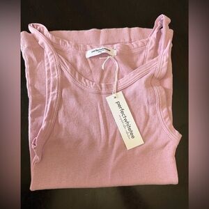 Perfect White Tee Annie Ribbed Tank Top in Sugar Pink